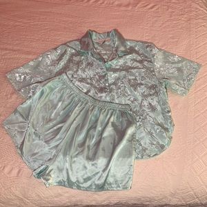 Floral Silk Pajama Shorts Set